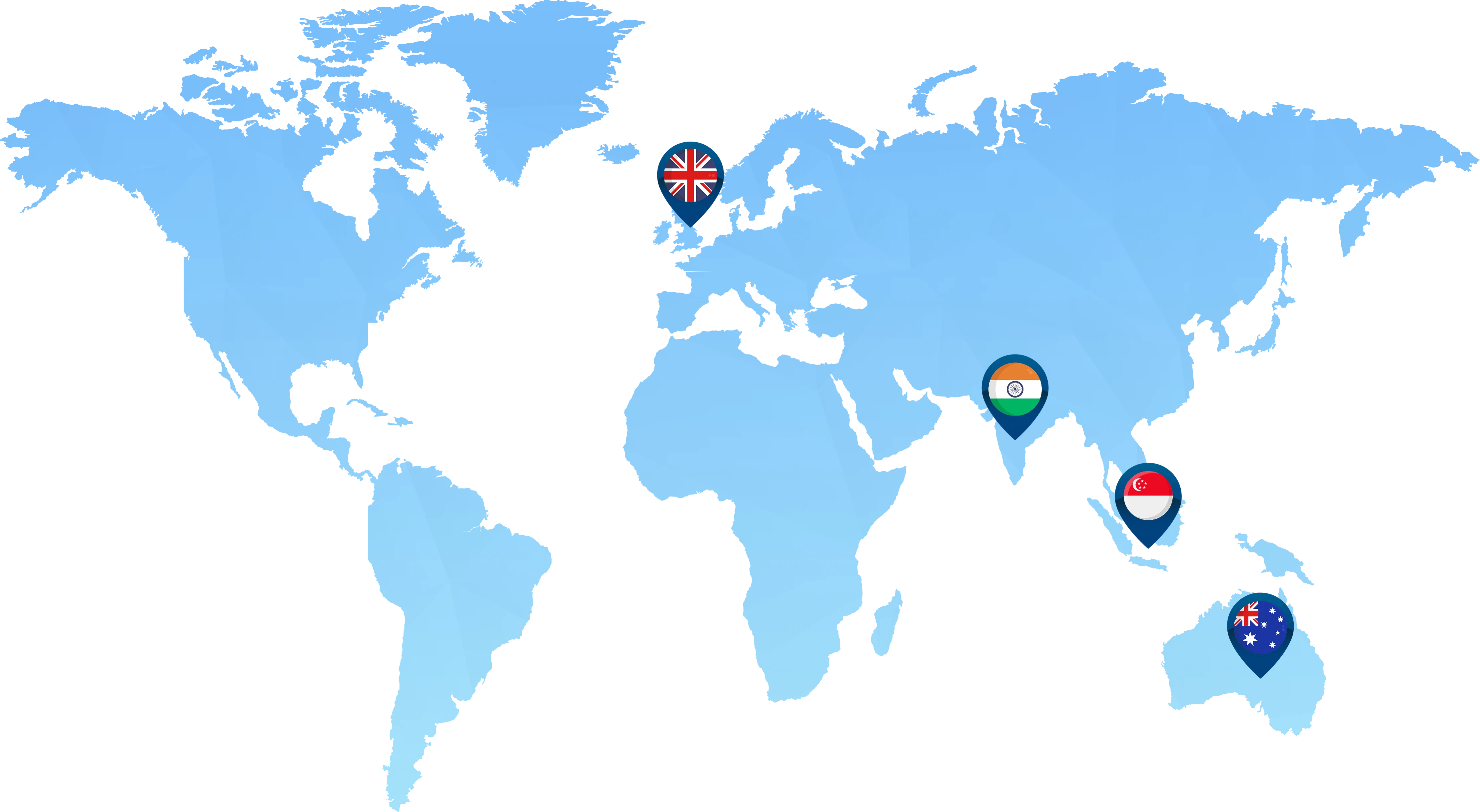 World map showing our office locations