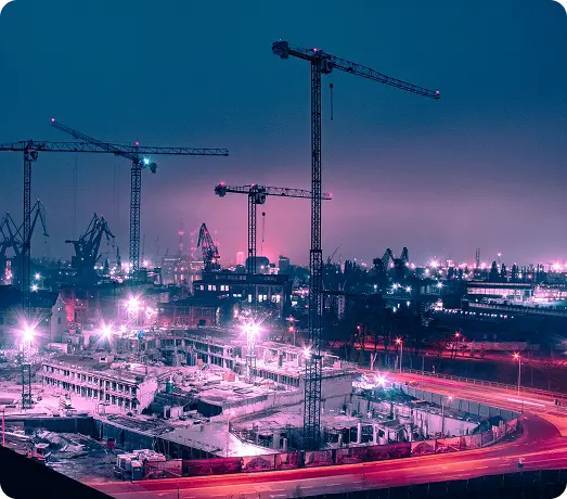 Construction site with cranes