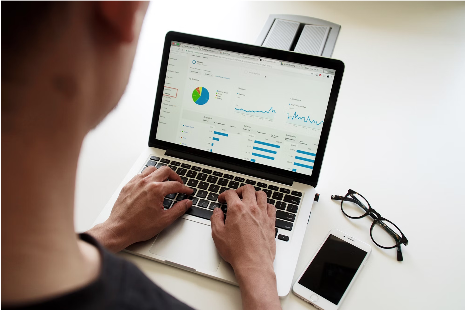 Business professional working with data analytics