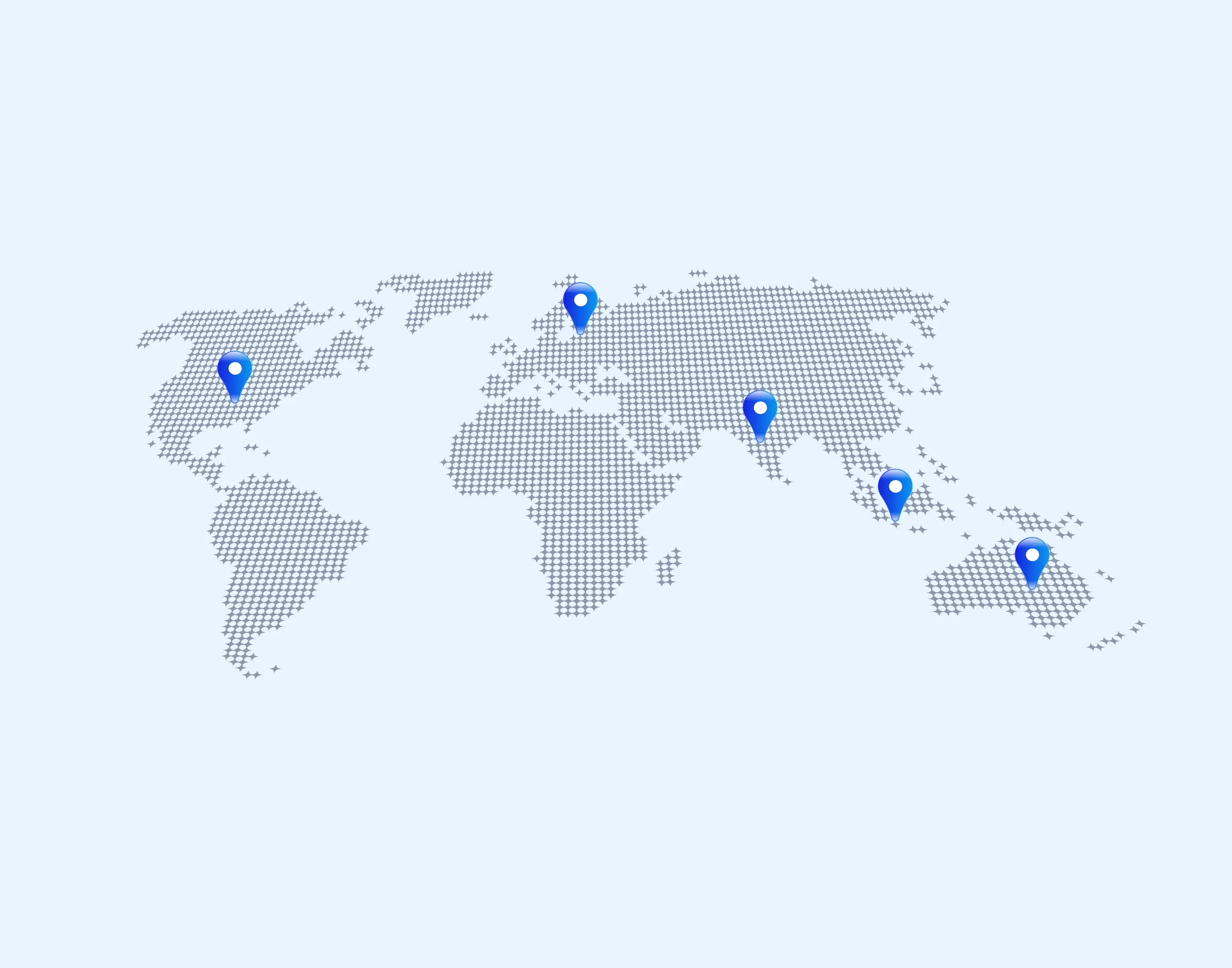 Global presence map showing business locations worldwide